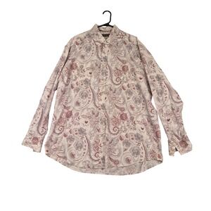 Stetson Mens 2XL Western Snap Shirt Floral Paisley‎ Long Sleeve Cotton Red Grey